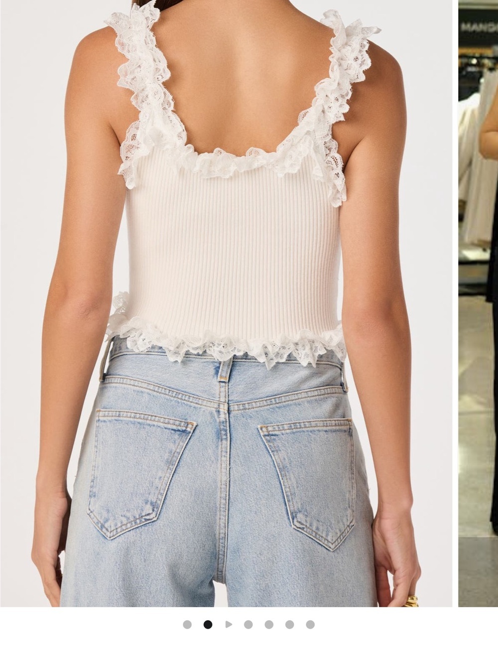 ASTR The Lavel - Lace-Trim Ribbed Tank Top - White - Picture 3 of 5